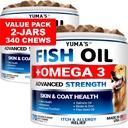 (2 Pack) Omega 3 Visolie voor honden - 170 Kauwen - huid en jas supplement - Omega 3 voor honden - droge en jeukende huidbehandeling - Allergie ondersteuning hond anti vergieten Treats - zalm - kip smaak