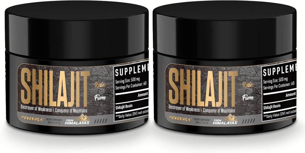 Shilajit Resin - Organic Shilajit Resin Third Party Tested Rich in 85+ Trace Minerals, Gold Grade Himalaya Pure Shiljait for Energy (1 Fl Oz (Pack of 2))
