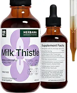 Melkdistel 4 fl oz Liquid Extract - Natuurlijke lever ondersteuning druppels - Reiniging en ontgiften Herbal Supplement - Silybum Marianum Tinctuur voor de mens en vrouw - Familiegrootte - Hoge Potentie - 90-dagen aanbod