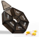 7-Dag Wekelijkse Grote Pillen Organisator - Pill Box Case voor Reizen - Dispenser voor Visolie, Supplementen, Vitaminen, Medicine Holder (zwart)