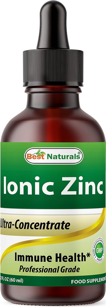 Best Naturals Ionic Liquid Zink - Immune Support - Hoge Biobeschikbaarheid - Glazen Flessen 2 OZ (60ml)
