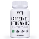 WHYZ Cafeïne Pillen met L-Theanine, 120 Capsules, Nootropic Stack Energy Pillen, Energie Vitaminen voor Duurzame Energie Focus & Cognitieve Functie, L Theanine Cafeïne Energie Supplementen voor Vrouwen & Mannen