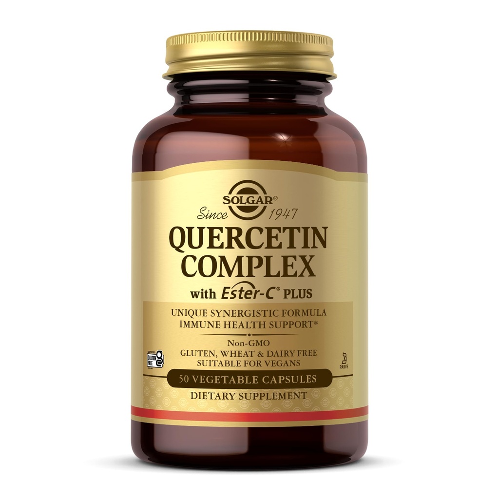 Solgar Quercetin Complex met Ester-C Plus - 50 plantaardige capsules - Immune Health Support - Voorzichtig met de Maag Vitamine C - Non-GMO, Veganistisch, Glutenvrij, Kosjer - 25 porties