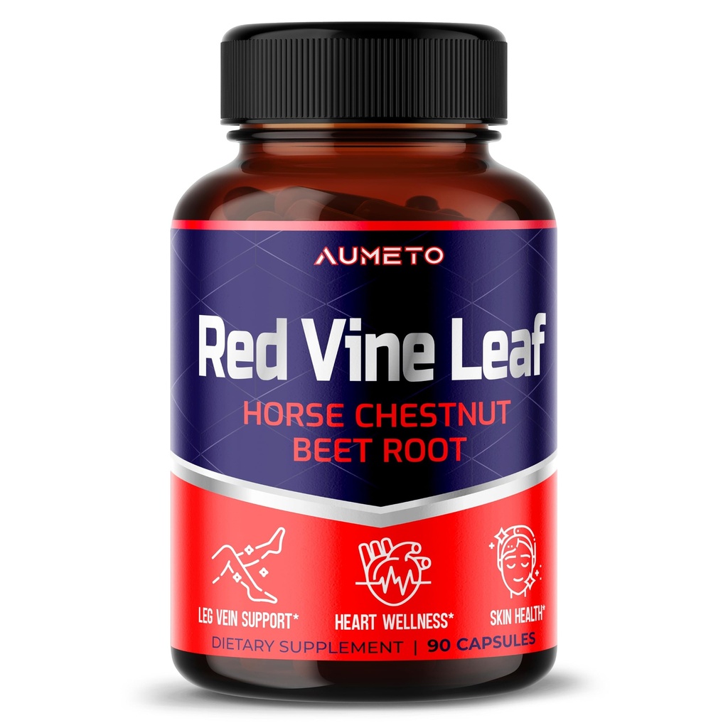 Red Vine Leaf Supplement met Horse Chestnut, Rode bieten, Gember - Natuurlijke ondersteuning voor Vein sterkte en Circulatie Wellness- Made in The USA (90 Count (Pack of 1))