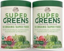 Country Farms Super Greens Natural Flavor, 50 Organic Super Foods, USDA Organic Drink Mix, Fruits, Groenten, Super Greens, Paddenstoelen & Probiotica, Ondersteuningen Energie, 40 Servings, 10.6 Oz, 2 Pack
