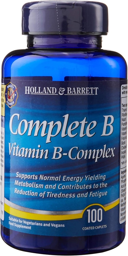 Complete B vitamine B-complex 100 Eenvoudig doorslikken Gecoate caplets