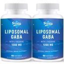 Liposomale GABA met L-Theanine 1200mg - 2 Pack High Bio available GABA Supplementen,120 Capsules voor volwassenen