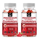 Magnesium Glycinate Gummies 400mg, Mg Kaliumsupplement met chelated Magnesium Malate Complex, Vitamine D, B6, en CoQ10, Ondersteunt voor Geheugen, Kalm, Mood & Slaap - 60 Tellen (pakket van 2)