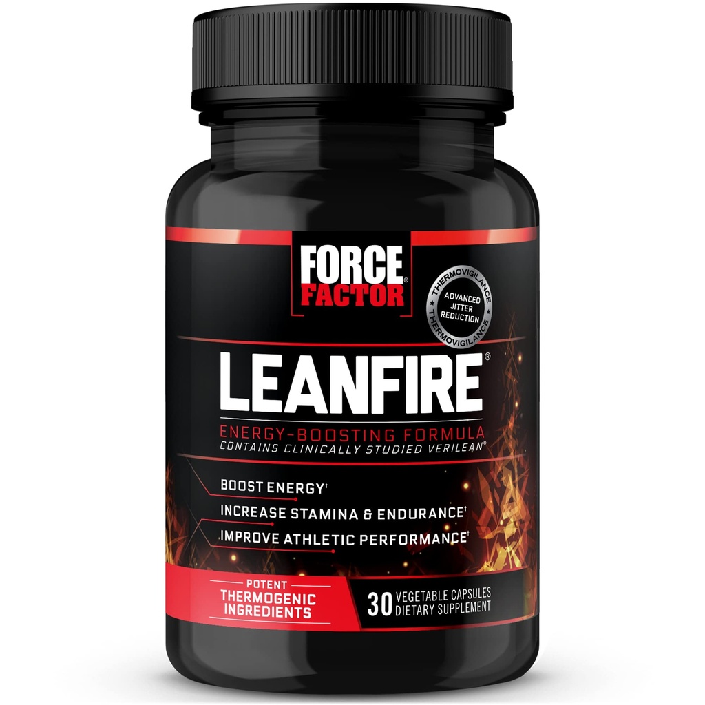 Force Factor LeanFire pre workout energie pillen met groene thee extract en cafeïne om energie te verhogen, bouwen Lean Muscle, zwart, 30 telling (verpakking van 1), Pakket mei Vary