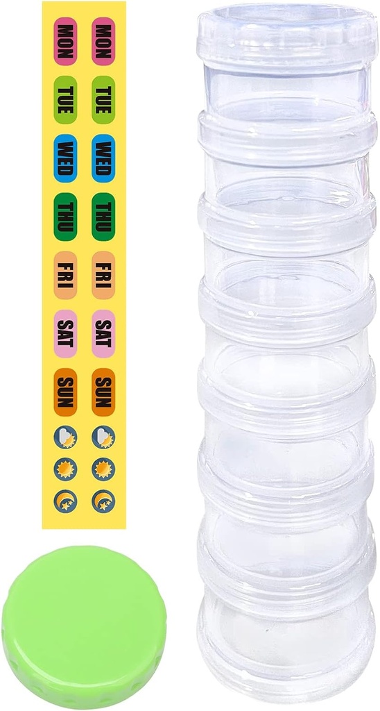 7 Dag pil Organisator geval Stapelbare Wekelijkse Supplementen Vitaminen pillen houder Dispenser Extra helder Transparant met label en nog een Lids- Large