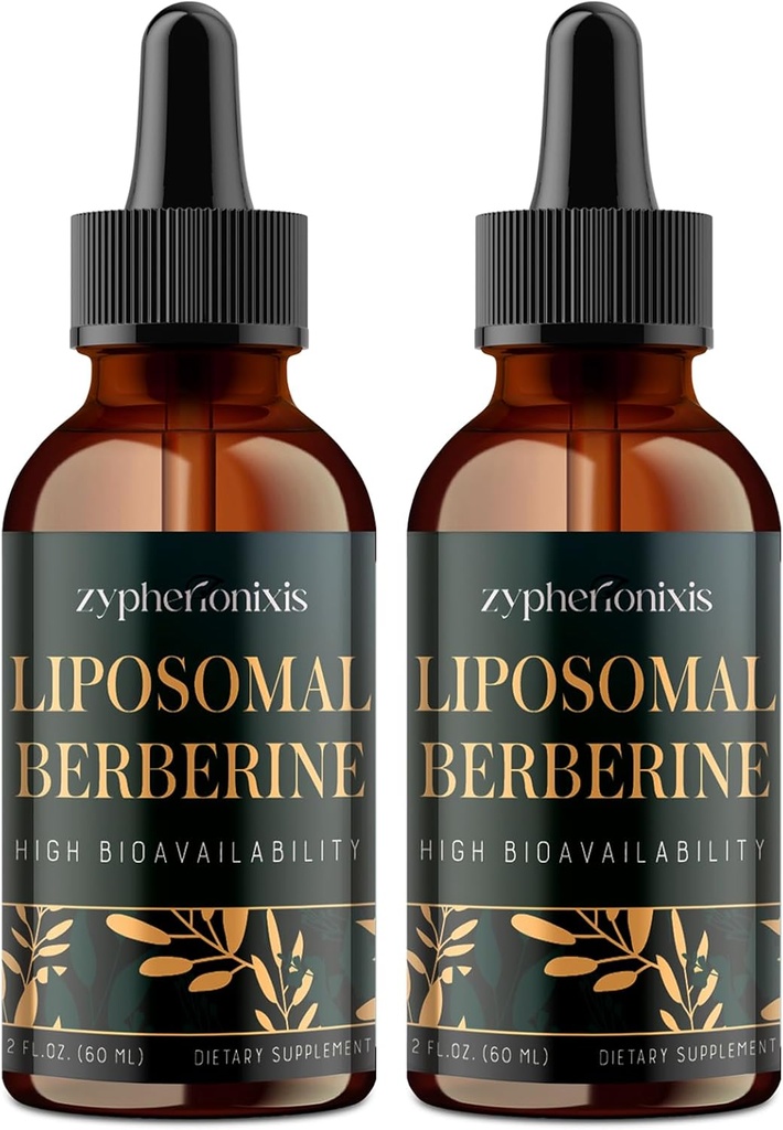 Liposomal Berberine Drops Supplement 3000mg - High Absorption AMPK Activator, Organic Berberine HCl Complex with Ceylon Cinnamon & Ginger for Immune & Digestion (4 fl oz)