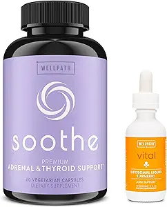 WellPath bundel van Soothe Thyroid Support & Hormone Balance voor vrouwen + Vital Liquid Liposomal Curcumin Drops