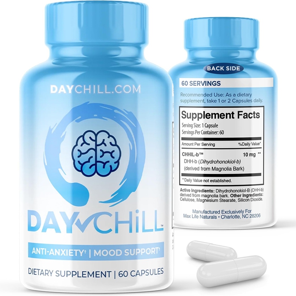 Chill Pill Happy Pillen Mood Stabilizer Vrouwen en Mannen met Magnolia Bark 60 Capsules Geformuleerd in de VS - DHH-B Dihydrohonokiol-B Calm Pillen Mineralen en Chill Formula voor ontspanning en gezondheid evenwicht