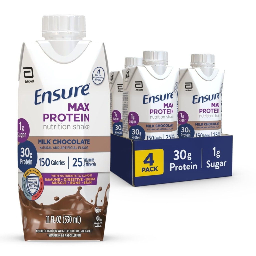 Zorg ervoor dat Max Proteine Melk Chocolate Voeding Schudden 30g Proteïne, 1g Suiker, 4g Fiber Blend 4 Pack