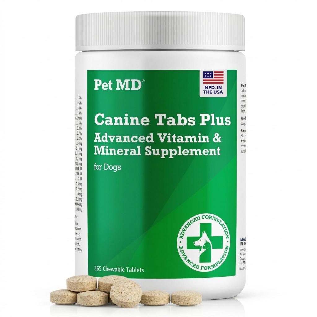 Huisdier MD - Canine Tabs Plus 365 Telling - Geavanceerde Multivitaminen voor honden - Natuurlijke dagelijkse vitamine en minerale voeding Supplement - Lever smaak Kauwtabletten