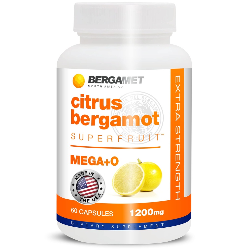BergaMet Citrus Bergamot Supplement, 170:1 Extract, 1200mg, 80% Polyfenolen, Italiaanse Citrus Bergamot Supplement voor High Cholesterol, 60 Capsules, 1 maand, Made in The USA