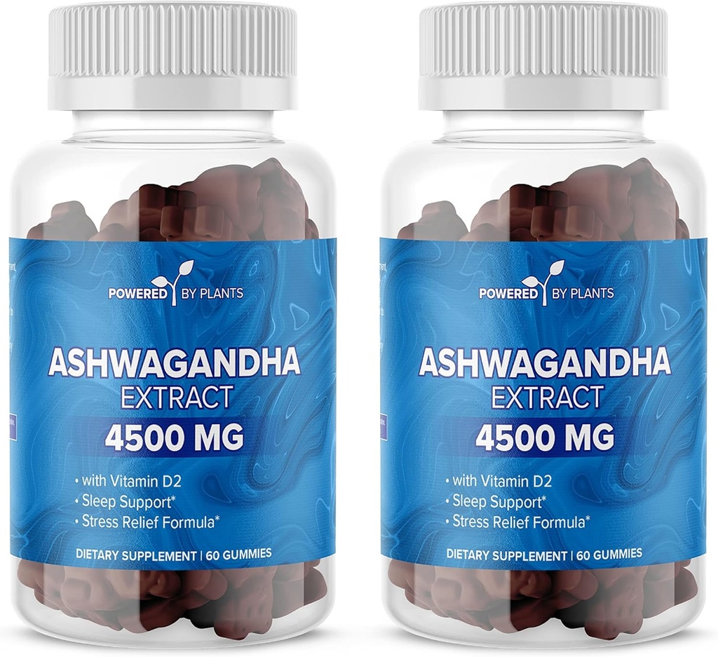 Ashwagandha Gummies - Slaapkwaliteit, Geheugen, & Cognitieve Ondersteuning - Ashwagandha Gummies for Women & Men Pack of 2, 60 Servings