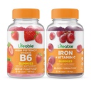Levensvatbare vitamine B6 + ijzer met vitamine C, Gummies Bundle - Grote Proeverij, Vitamine Supplement, Glutenvrij, GGO-vrij, Kauwbaar