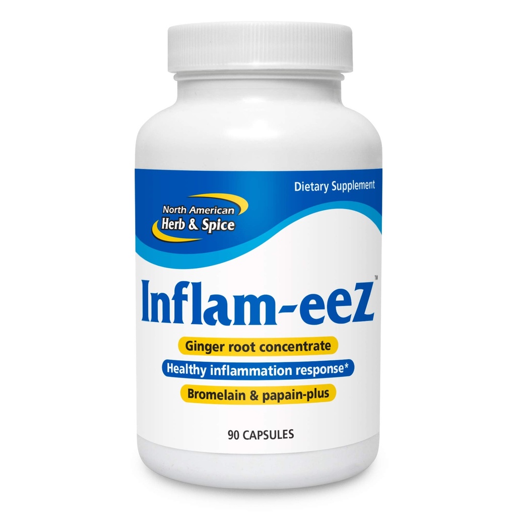 NOORD-AMERIKAANSE HERB & SPICE Inflam-EEZ - 90 Capsules - Ondersteunt gezonde immuun- en ontstekingsreactie - Gemberwortel, Camu Camu Bessen, Bromelain & Papain Plus - Non-GMO - 45 Totaal porties