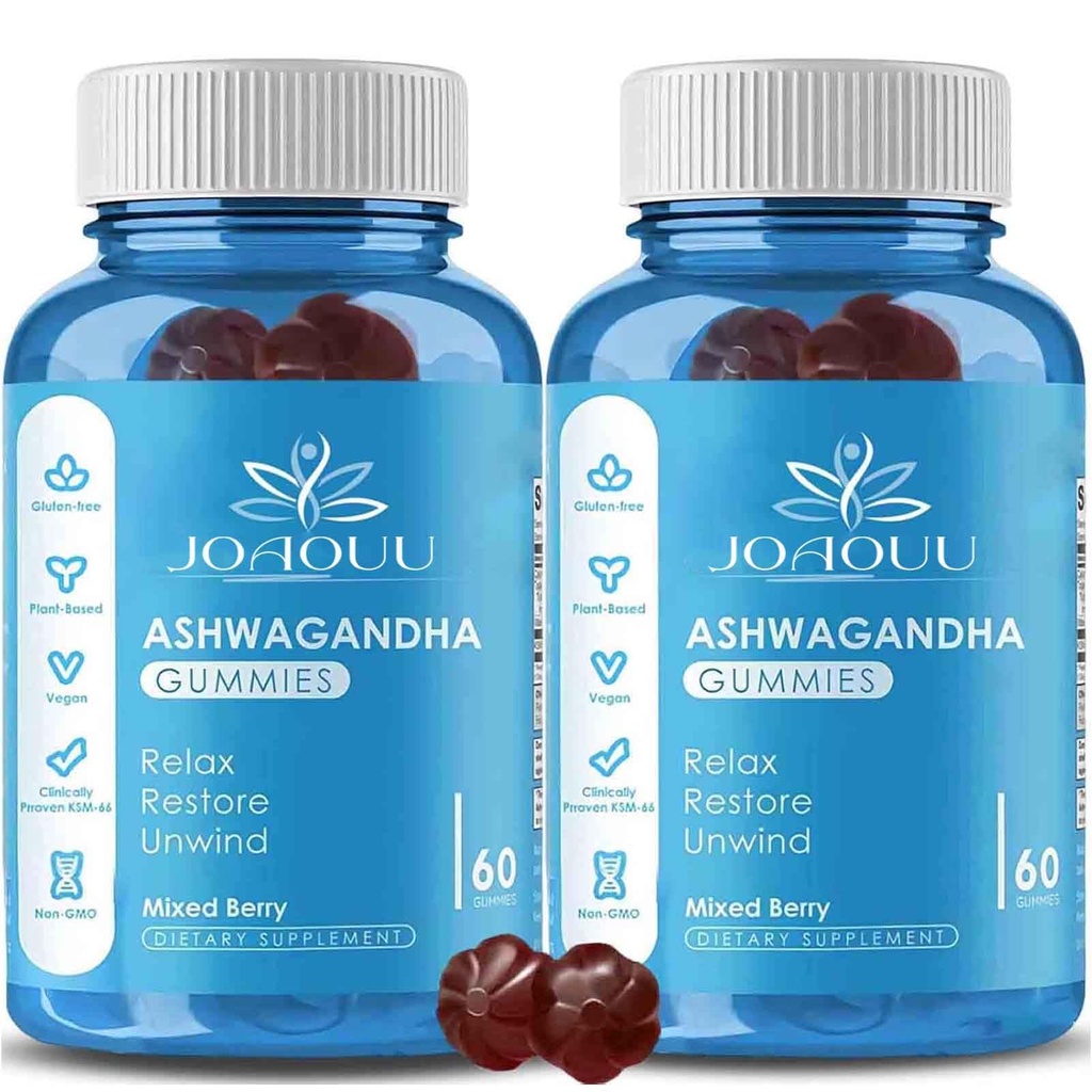 (120 graaf) Ashwagandha Gummies KSM-66 - Mixed Berry, Vegan, Plant Based, Non-GMO, Glutenvrije & Gelatine Free Relax, Organic Ashwa Root Extract Supplement for Immune Support