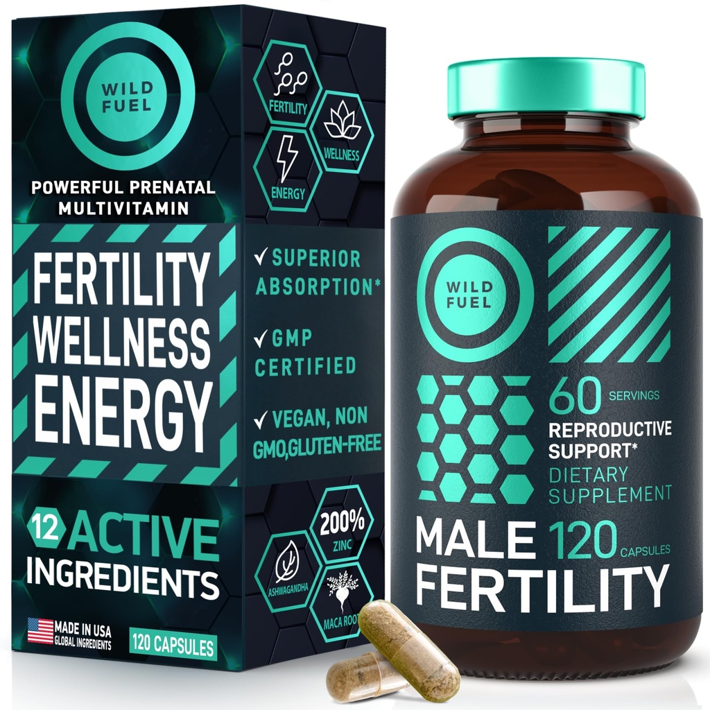 Vruchtbaarheid Supplementen voor mannen Prenatale vitamine - Maca Root, Ashwagandha, Zink, Plus Naturals - Conceptie voor hem Mannen Vruchtbaarheid Vitaminen en mannelijke vruchtbaarheid Ondersteuning Supplementen - 120 Caps voor 2 maanden
