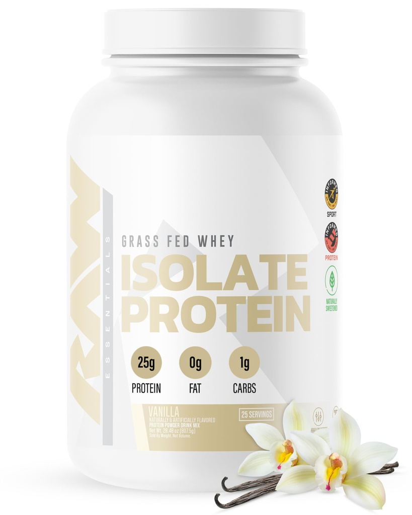 RAW Whey Isolaat Proteïnepoeder, Vanille (CBUM Itholate) - 100% Grass-Fed Sports Nutrition Powder for Muscle Growth & Recovery - Low-Fat, Low Carb, Natuurlijk Flavored - 25 Servings