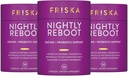 FRISKA Nightly Reboot Enzyme and Probiotics Supplement, bevordert betere spijsvertering en slaap, ondersteunt Gut Health voor mannen en vrouwen, Melatonine, kamille, 90 capsules