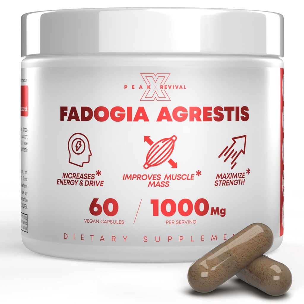 Fadogia Agrestis 1000mg Per Serving Supplement - Krachtig Extract om energie, atletische prestaties en spiermassa te verhogen - Supplementen, Made in The USA (60 Capsules)