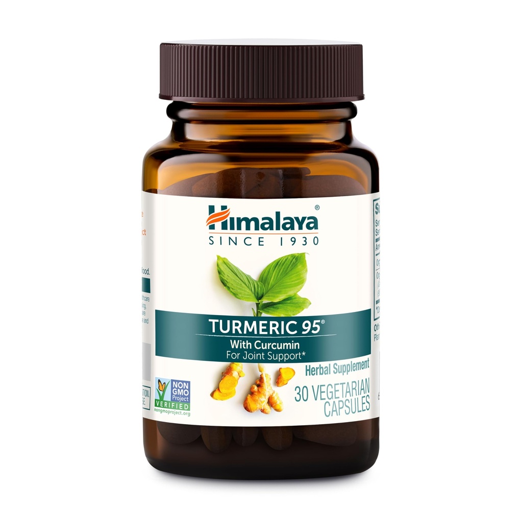 Himalaya Kurkuma 95 - Kruidensupplement met Kurkuma Curcumine voor gezamenlijke ondersteuning en mobiliteit, 95% Curcuminoïden - Vegan, Non-GMO, Glutenvrij, 600 mg, 30 capsules