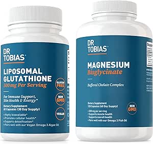 Dr. Tobias Magnesiumbisglycinaat en liposomaal glutathion - Ondersteunt energie, spierfunctie en immuungezondheid - Maximale absorptie - Vegan, Non-GMO