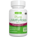 Igennus Pure Methyl Folate 400 mcg, 180 tabletten, Clean Label, Methylated Form of Folic Acid 5-MTHF (Vitamine B9), Veganistisch, Geschikt voor zwangerschap, One-a-Day, 6 maanden levering
