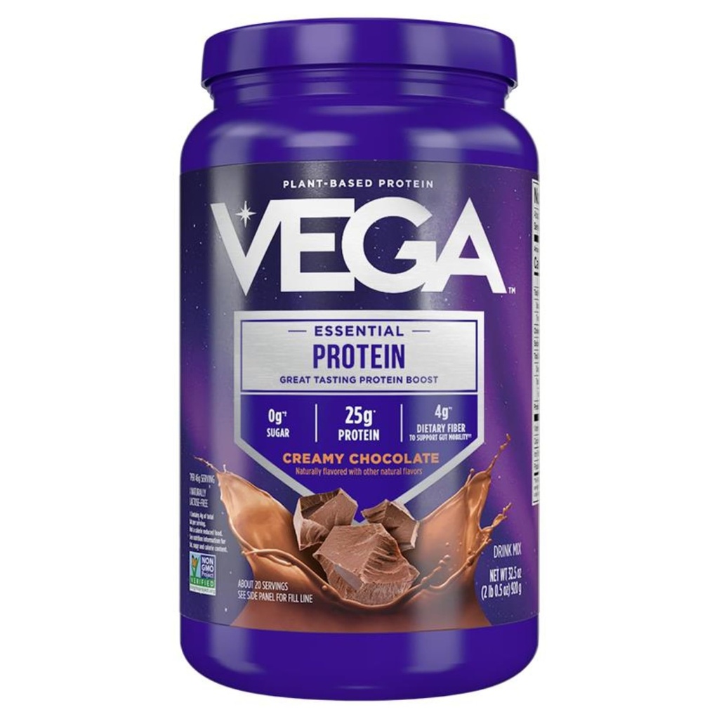 Vega Original Essential Protein - 25g Plant-Based Protein, Romige Chocolade, 20 Servings, Vegan Non-GMO Drink Mix, Smoothie & Shake Ready, Glutenvrij, Zuivelvrij, 32.5oz (Verpakking mei Vary)