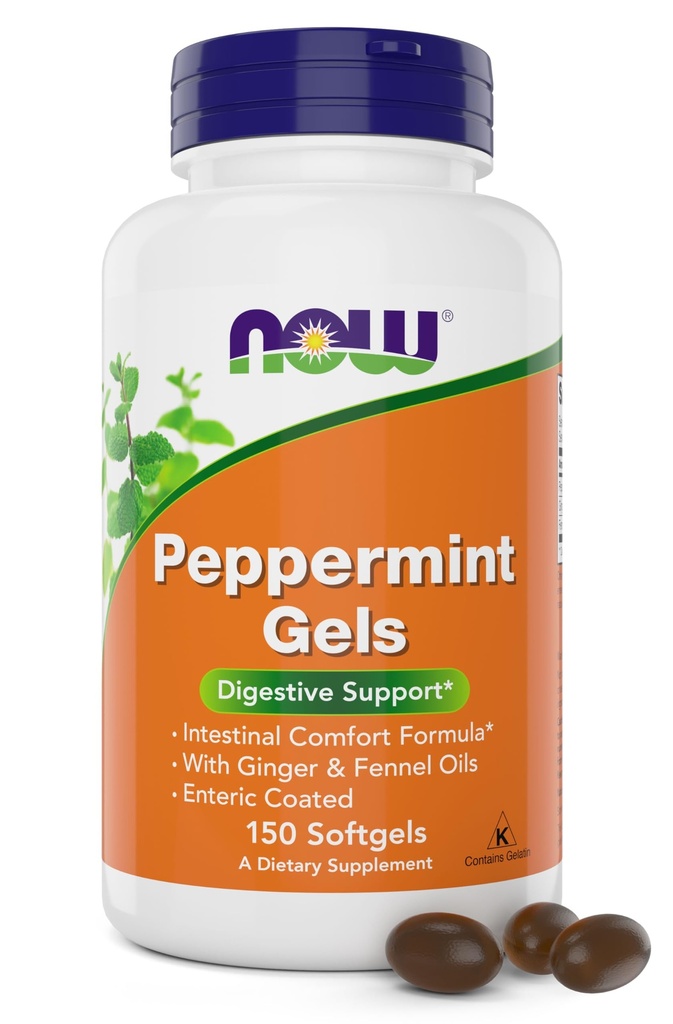Nu Pepermunt Gels met Gemberolie en Venkelolie, 150 Softgels, Enteric Coated