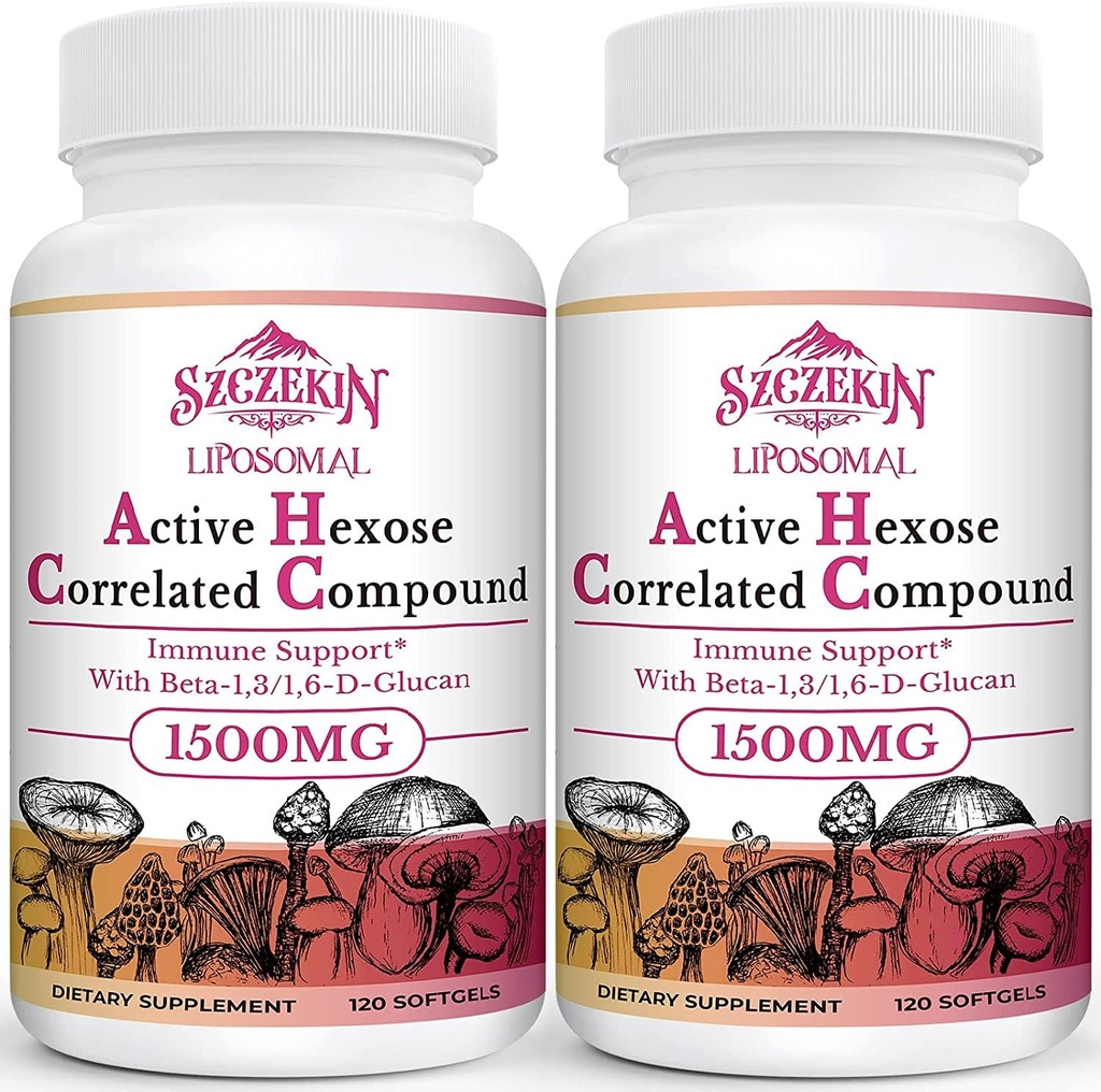 1500 mg Liposomal Active Hexose Correlated Supplement,240 Zachte Gels Beta-Glucans met Natuurlijke Paddestoel Extract, Immuunstelsel, Leverfunctie, Onderhoud T-Cell & Killer Cell Activity
