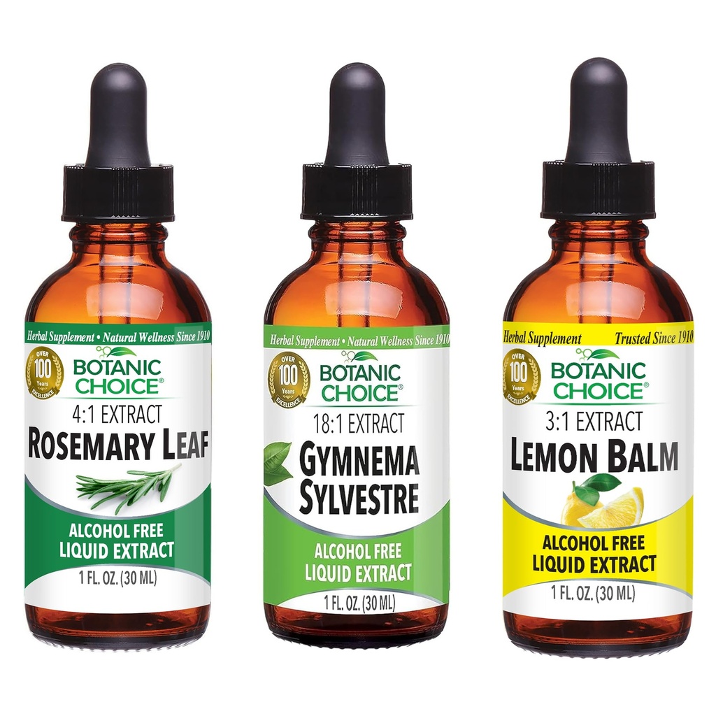 Botanic Choice Lemon Balm, Rosemary Leaf, & Gymnema Sylvestre Extracts Bundle 