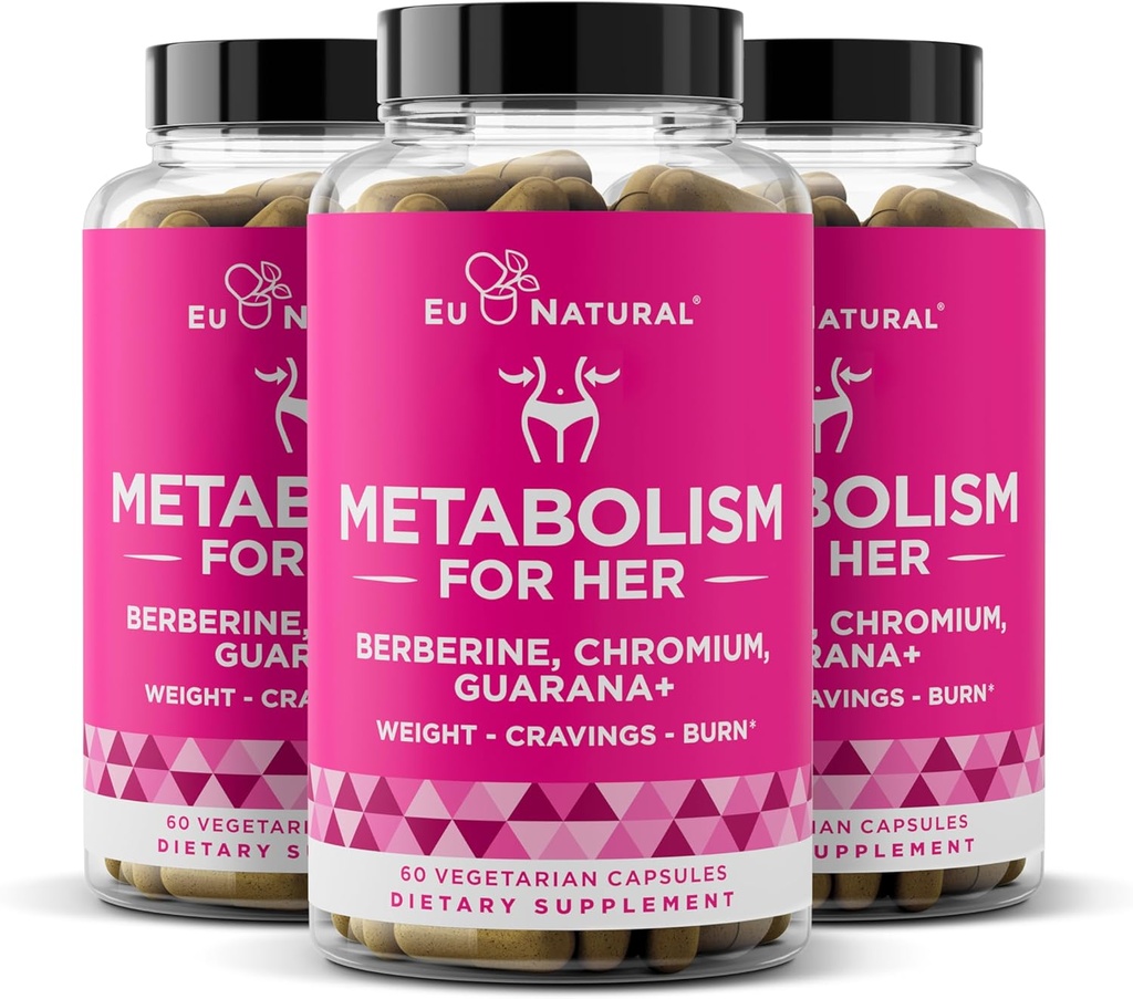 Metabolisme voor haar 3-pack bundel - gewichtsverlies pillen voor vrouwen - Appetite Suppressant, Fat Burner, Metabolisme Booster - Combat Cravings & Lose Belly Fat - Berberine, Chromium Picolinaat & Guarana