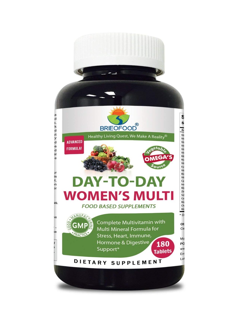 Briofood, dag tot dag Food Based Women's Multi (180 tabletten) met plantaardige bron Omega's