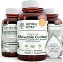 Natuurlijke Nutra kauwbare calciumsupplement voor bot sterkte, bevordert spier gezondheid, helpt verbeteren tanden gezondheid, ondersteuning zenuw gezondheid, en cardiovasculaire gezondheid, verbeteren bot sterkte, 60 tabletten