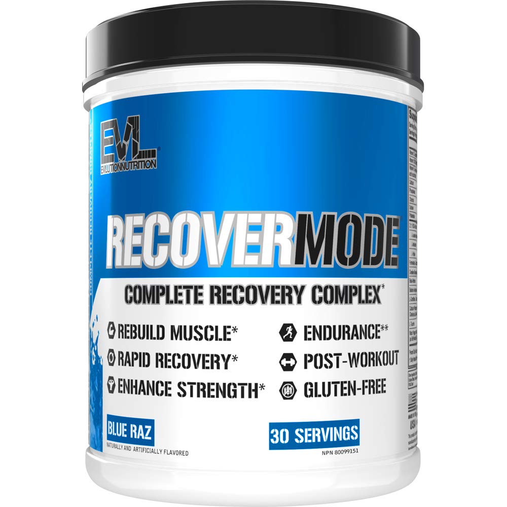 Evlutie Voeding Recover Mode- Complete Post Workout met BCAA's, Immunity Support, Vitamine C, D & E, Elektrolyten, Hydration, Creatine, Glutamine, Beta-Alanine, L-Carnitine, 30 Serve, Blue Raz
