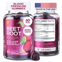 Beet Kauwen voor hoge bloeddruk - Beetwortel Gummies Made in USA met Tart Cherry - Nitric Oxide Supplements for Energy and Cardio Health - Vegan, Geen GGO, Pectin Based - voor vrouwen en mannen, 60 stuks