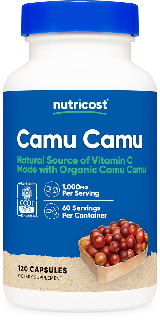 Nutricost Camu Camu 1000mg, 120 Capsule - CCOF Gecertificeerd Gemaakt met biologische, niet-GMO en Glutenvrij