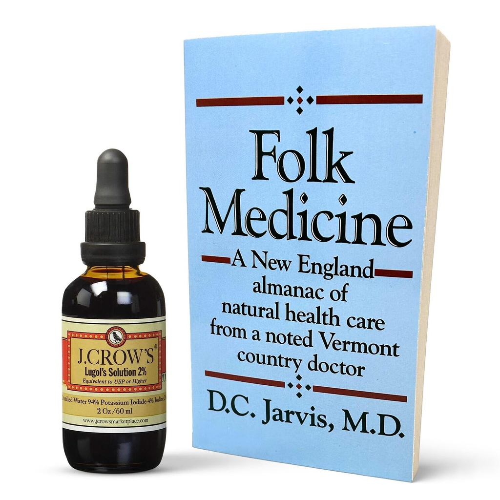 J.CROW'S® Lugol's 2% joodse oplossing & 'Folk Medicine' boekbundel: essentiële joodse formulering Sinds 1829 gekoppeld aan een New England Almanak van natuurlijke gezondheidszorg kennis