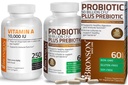 Bronson Probiotic 50 Miljard CFU + Prebiotic met Apple Polyfenolen & Ananas Fruit Extract + Vitamine A 10.000 IE Premium Non-GMO Formule