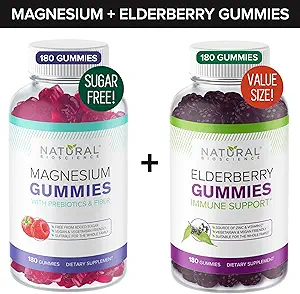 Suikervrije Magnesium Gummies (180 Gummies) en Vlierbessen Gummies (180 Gummies)