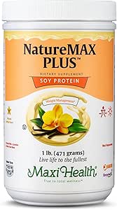 Maxi-Health NatureMAX PlusTM Energy Support Meal Replacement Drink Soy Protein Powder - Sugar Free Diet Supplement - 1 Lb - Natural Vanilla Flavor - Kosher Vitamin