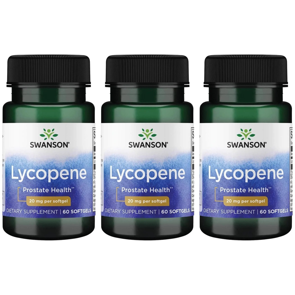 Swanson Lycopeen - Natural Supplement Prostate Health, Heart Health, & Ondersteunt de bloeddruk binnen het normale bereik - Mens Health Supplement - (60 Softgels) 3 Pack