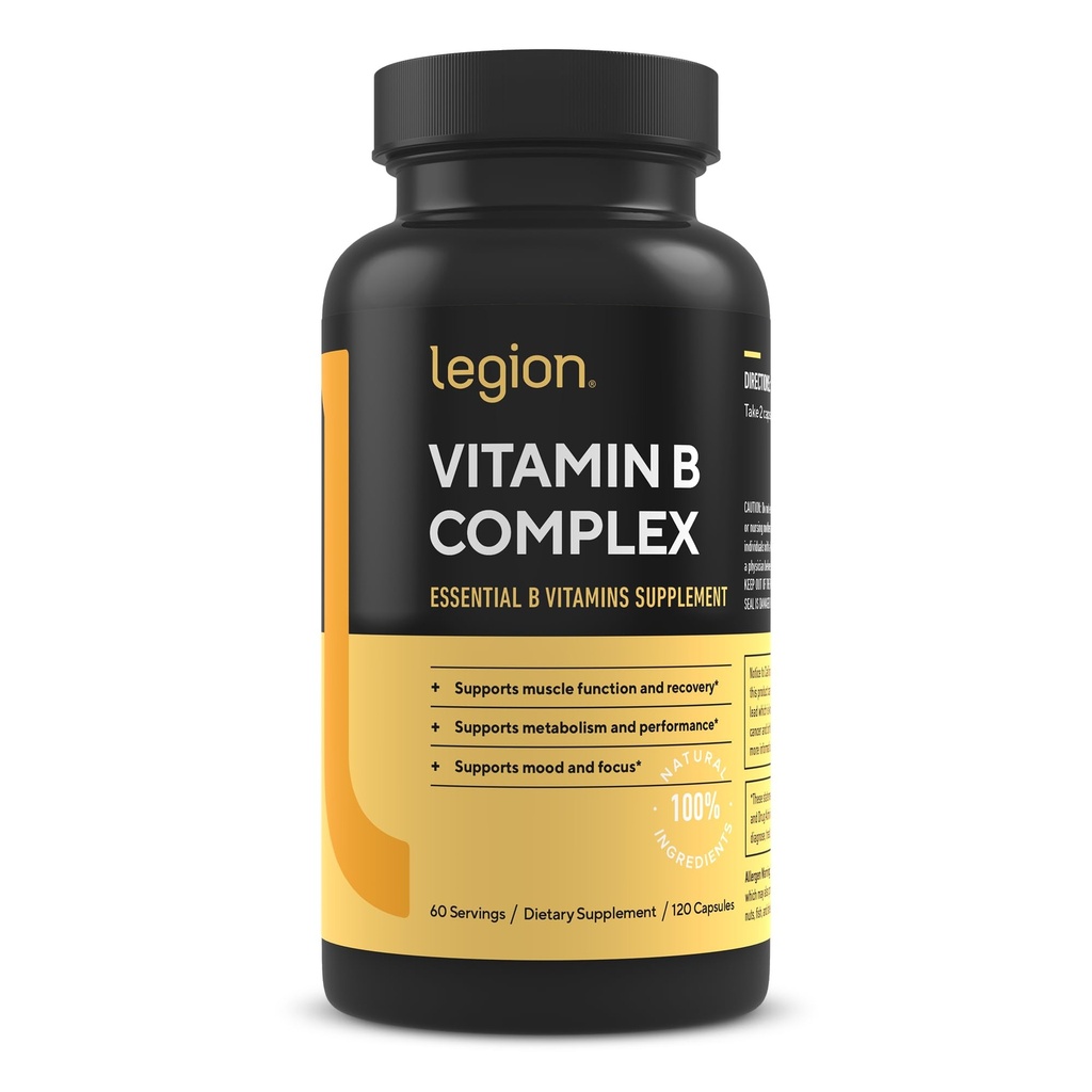 LEGION Vitamine B-complex (120 capsules) - Vitamine B-complex met Choline en Inositol ondersteunt Mood & leverfunctie - Vegan B-complex Vitaminen ondersteunen Energie Metabolisme & spierfunctie