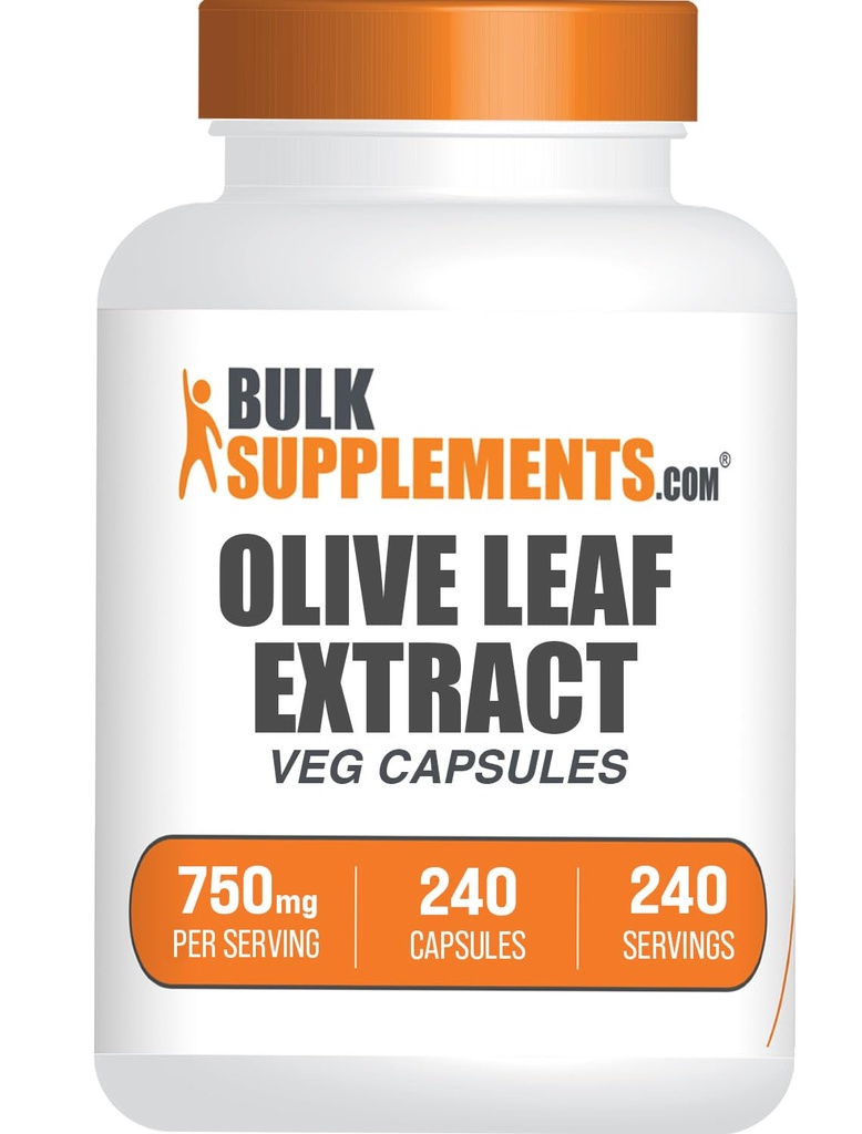 BulkSupplements.com Olive Leaf Extract Capsules - Olive Leaf Supplement, Olive Leaf Capsules - Immune Support, Glutenvrij, 1 capsule per portie, 240 Veg Capsules (verpakking van 1)