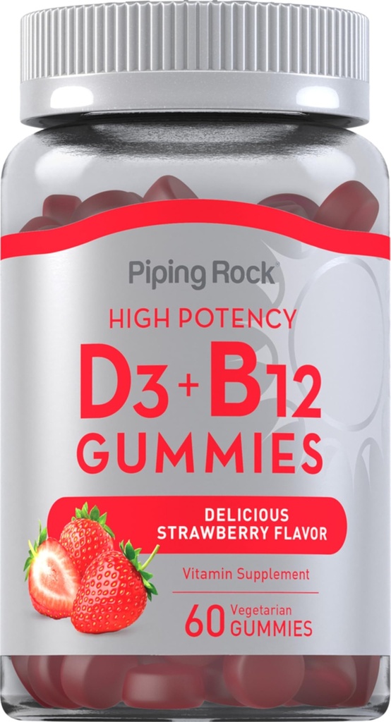 Piping Rock Vitamine D3 en B12 Gummies 