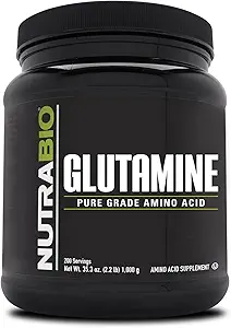 NutraBio Pure L-Glutamine Poeder - L-Glutamine Supplement- Aminozuur - Pure Graad: Absoluut geen Additieven, Fillers of Hulpstoffen! - Muscle Recovery Supplement - (1000 Gram)